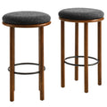 Fable Boucle Fabric Bar Stools Set of 2 - Walnut Charcoal