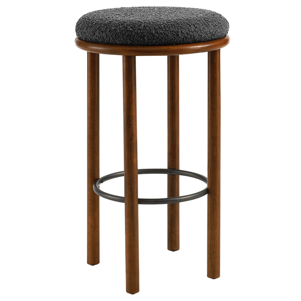 Fable Boucle Fabric Bar Stools Set of 2 - Walnut Charcoal