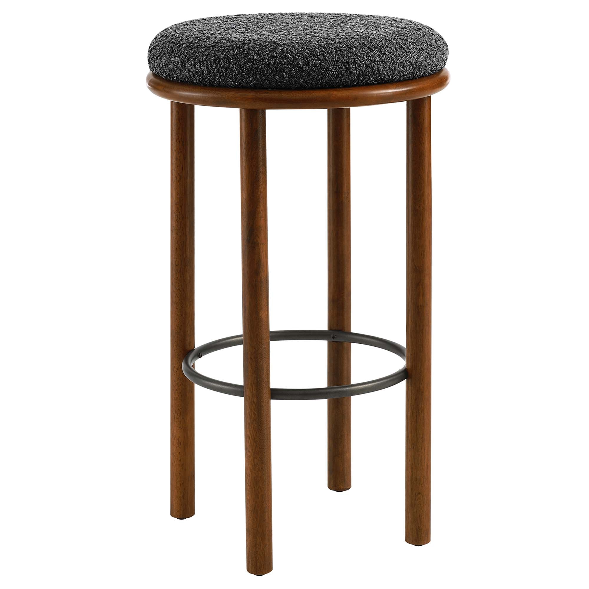 Fable Boucle Fabric Bar Stools Set of 2 - Walnut Charcoal