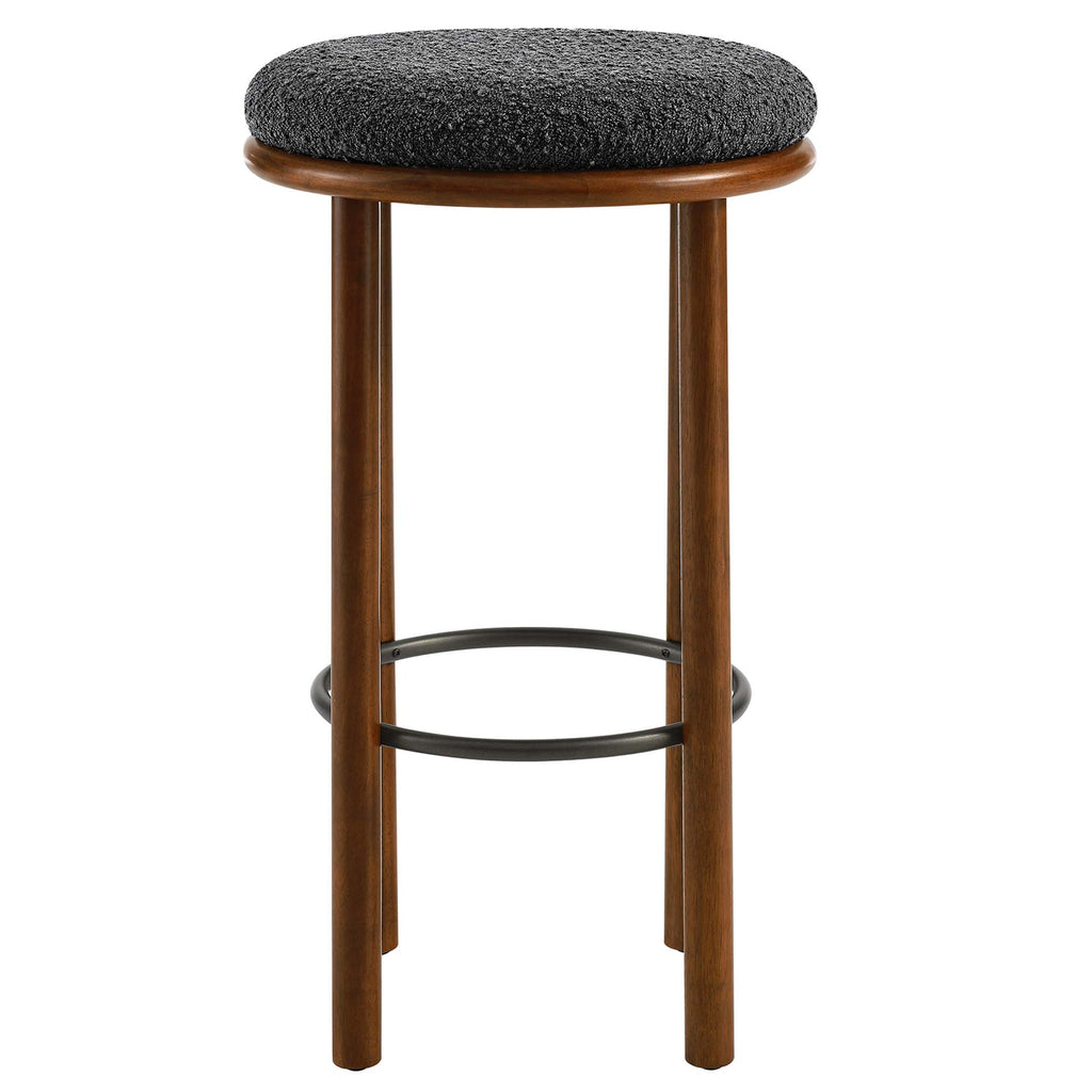 Fable Boucle Fabric Bar Stools Set of 2 - Walnut Charcoal