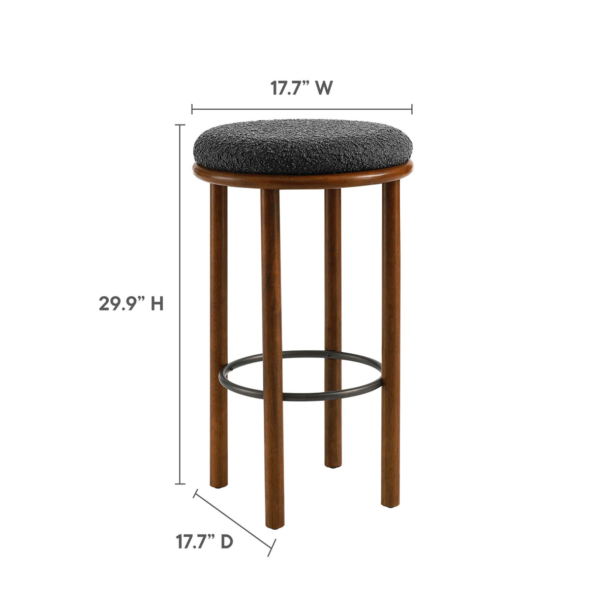 Fable Boucle Fabric Bar Stools Set of 2 - Walnut Charcoal
