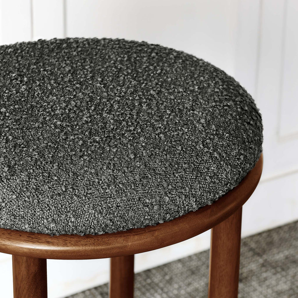 Fable Boucle Fabric Bar Stools Set of 2 - Walnut Charcoal