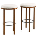 Fable Boucle Fabric Bar Stools Set of 2 - Walnut Ivory