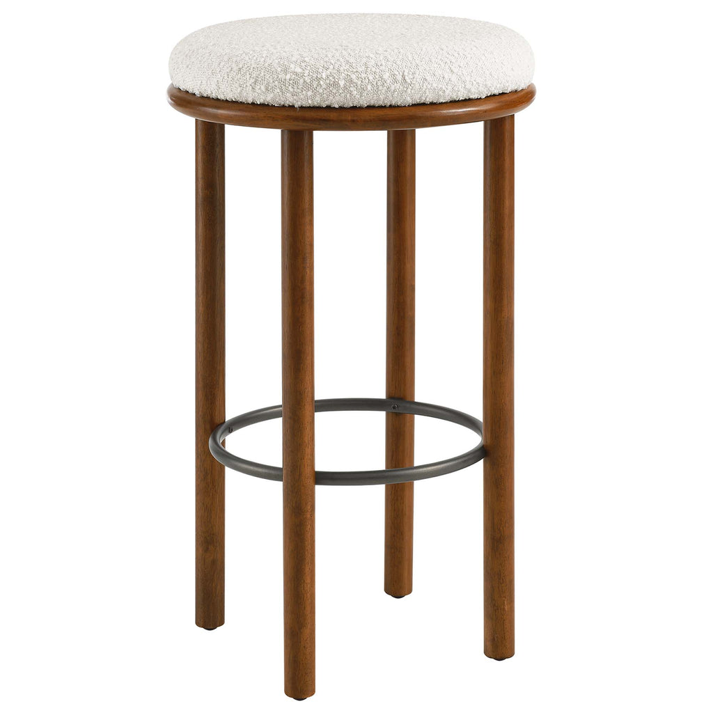 Fable Boucle Fabric Bar Stools Set of 2 - Walnut Ivory
