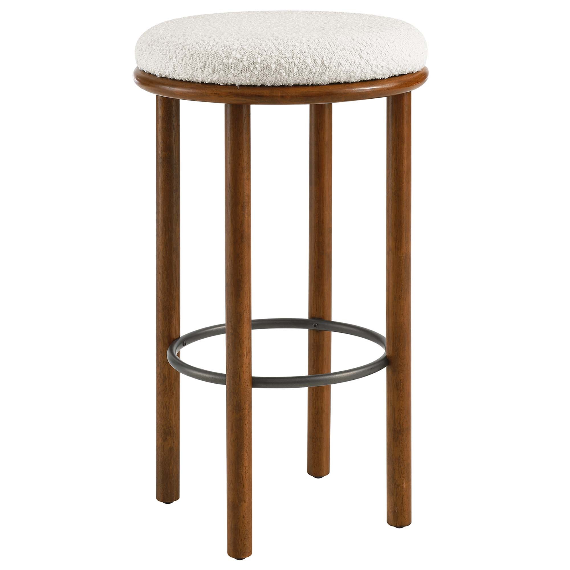 Fable Boucle Fabric Bar Stools Set of 2 - Walnut Ivory