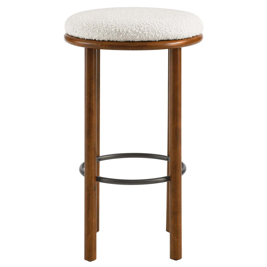 Fable Boucle Fabric Bar Stools Set of 2 - Walnut Ivory