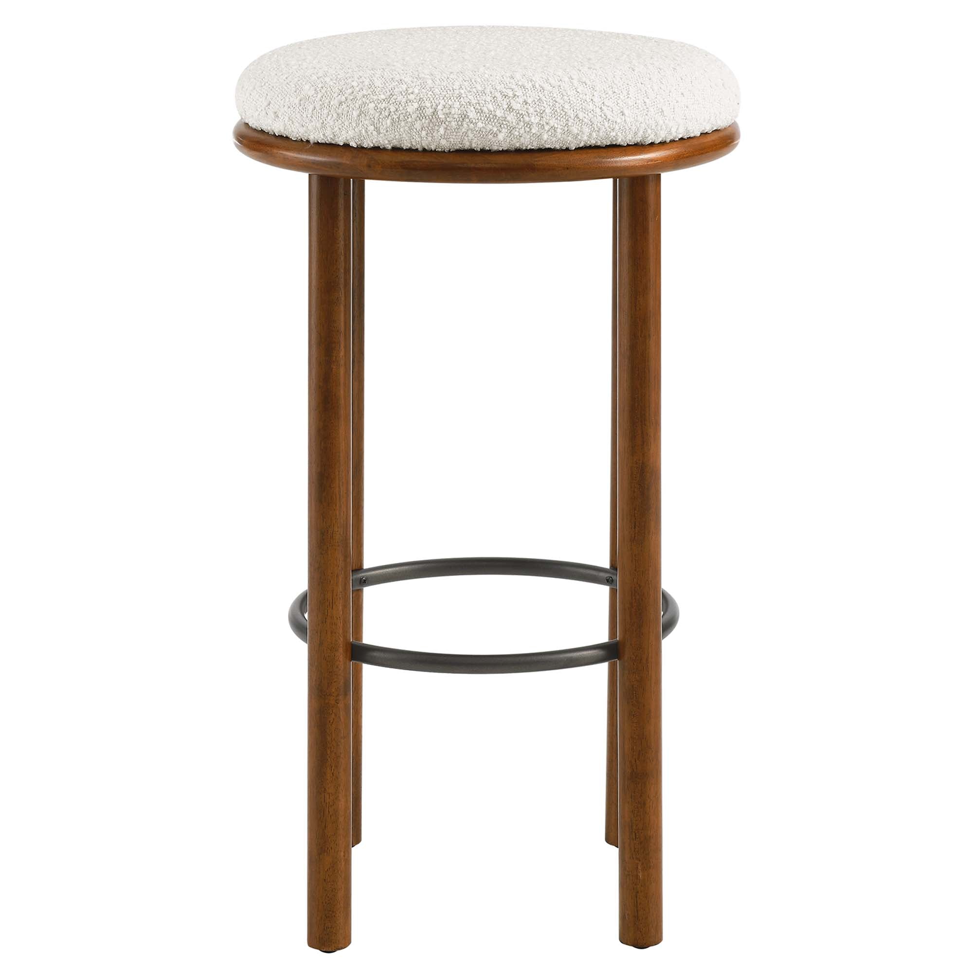 Fable Boucle Fabric Bar Stools Set of 2 - Walnut Ivory