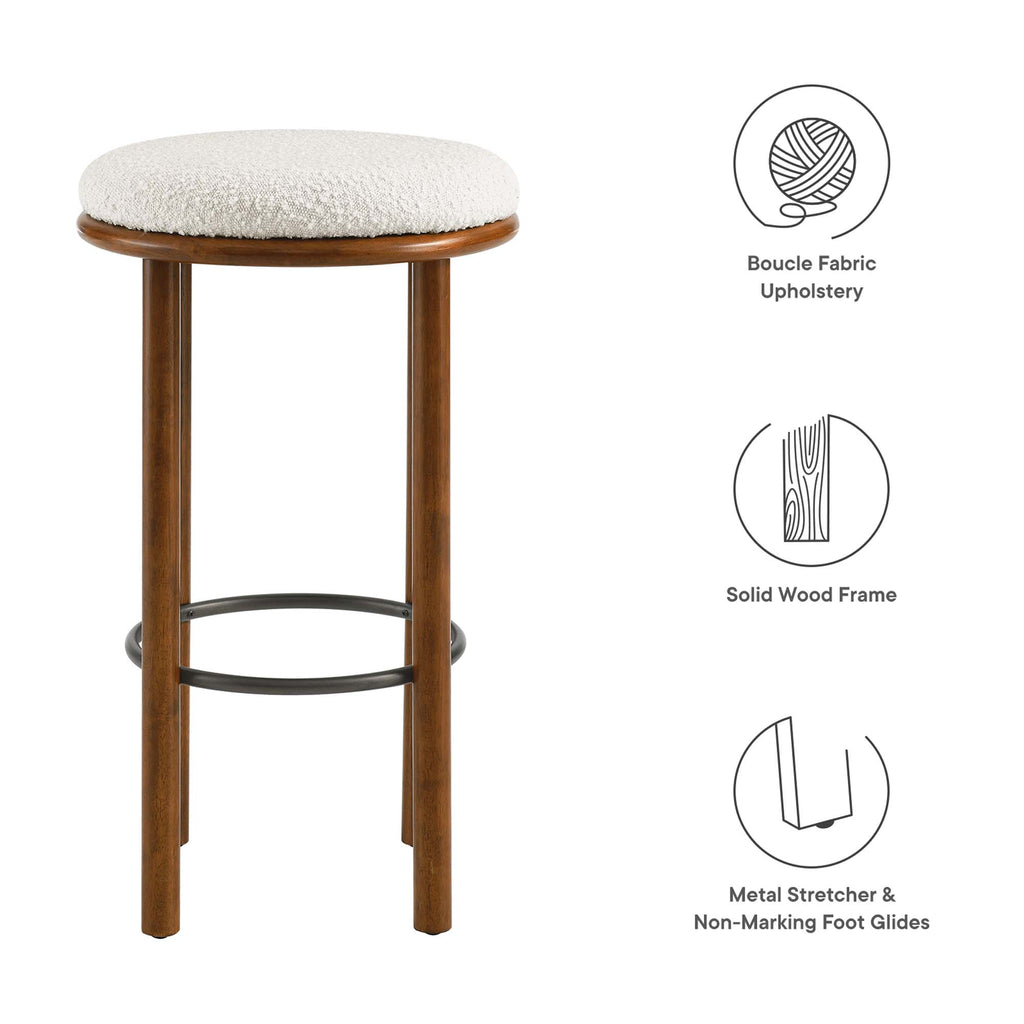Fable Boucle Fabric Bar Stools Set of 2 - Walnut Ivory
