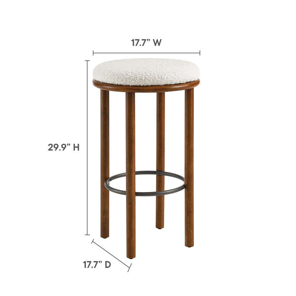Fable Boucle Fabric Bar Stools Set of 2 - Walnut Ivory