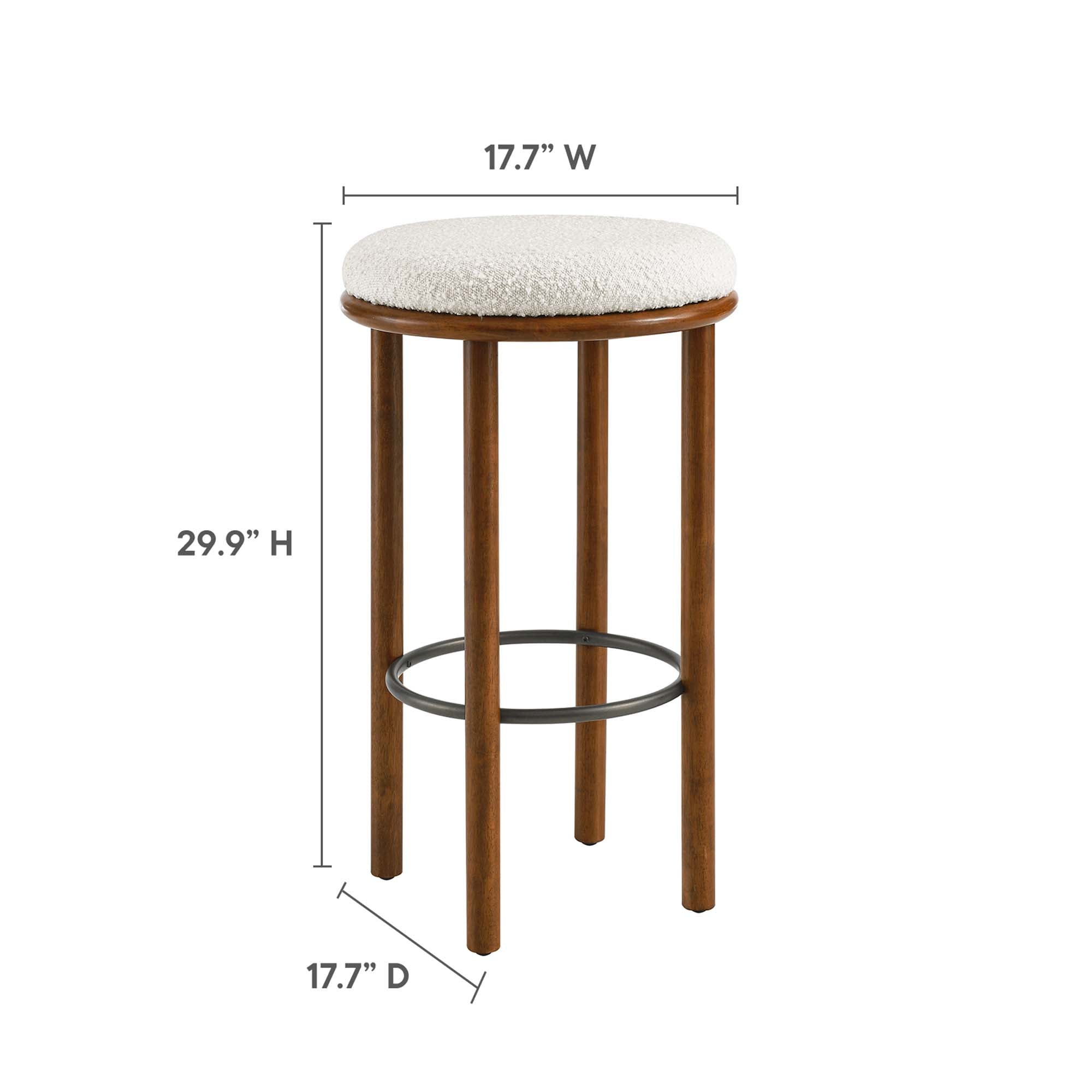 Fable Boucle Fabric Bar Stools Set of 2 - Walnut Ivory