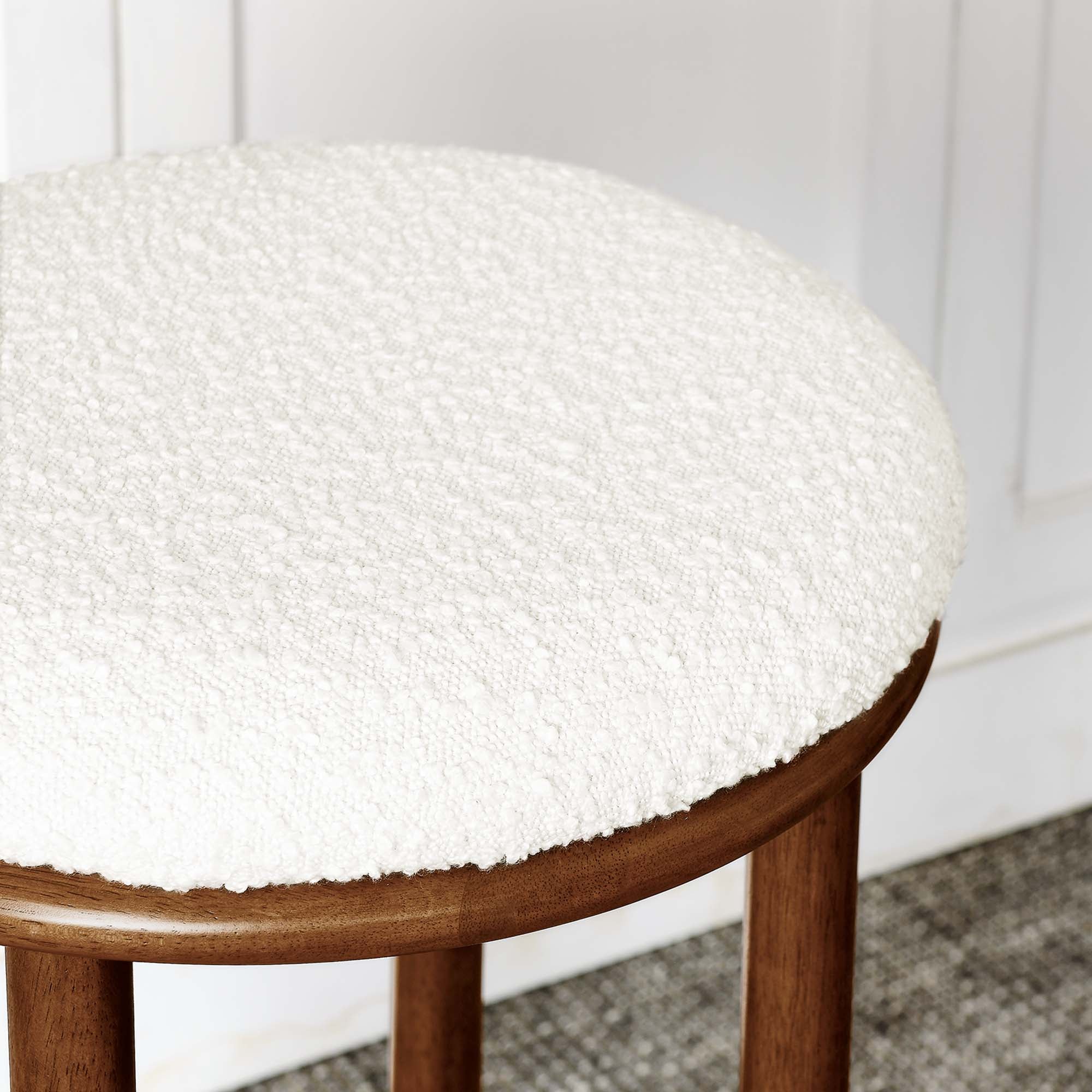 Fable Boucle Fabric Bar Stools Set of 2 - Walnut Ivory