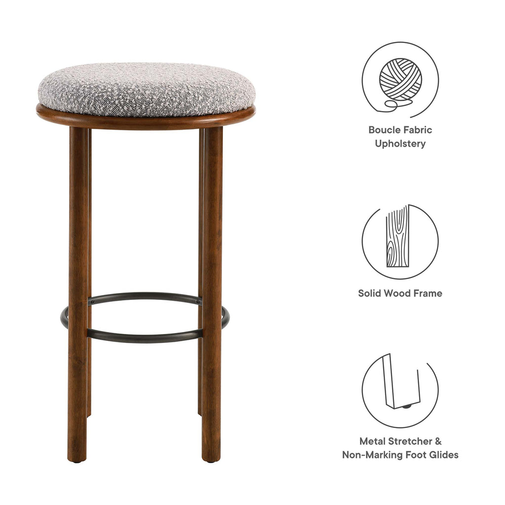 Fable Boucle Fabric Bar Stools Set of 2 - Walnut Taupe