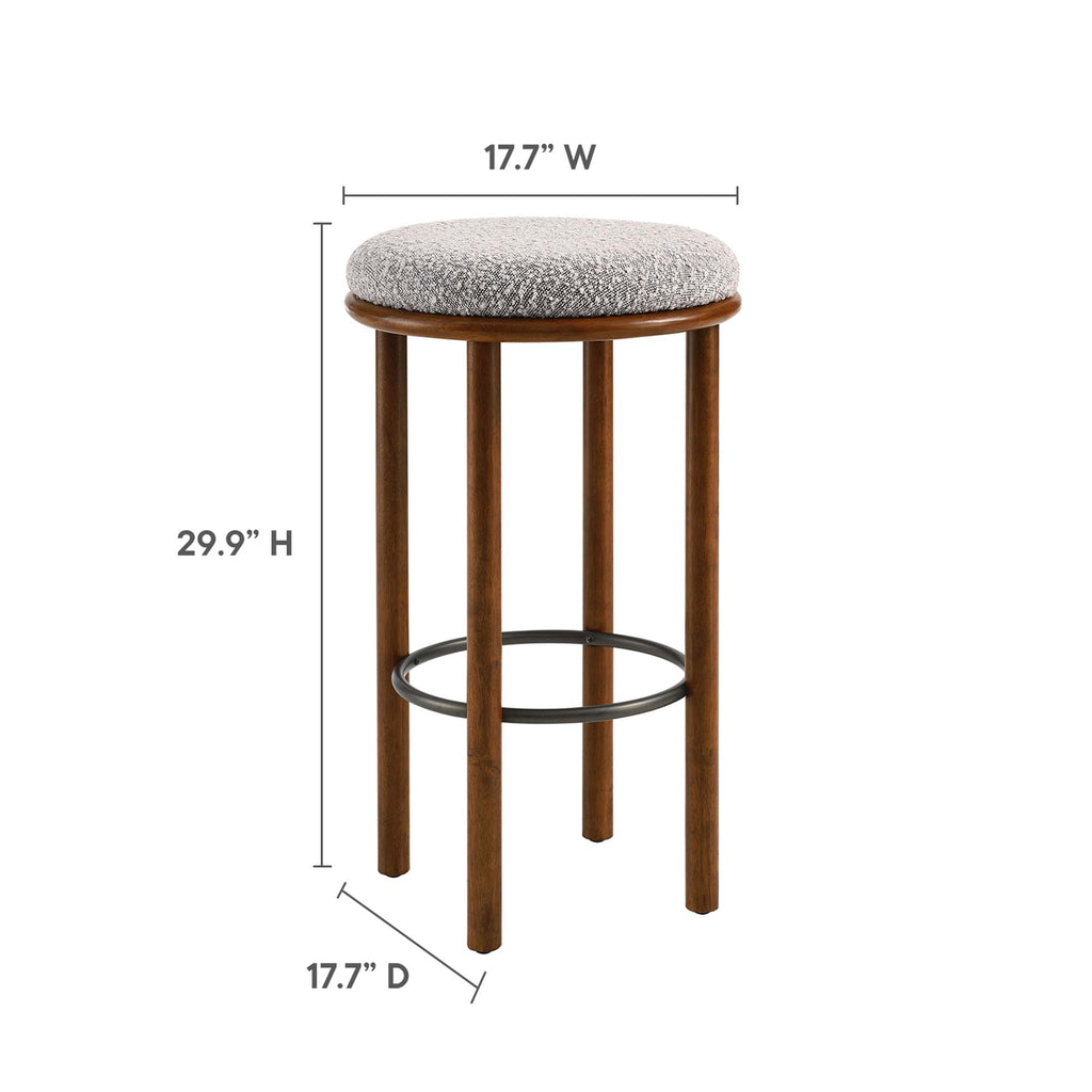Fable Boucle Fabric Bar Stools Set of 2 - Walnut Taupe
