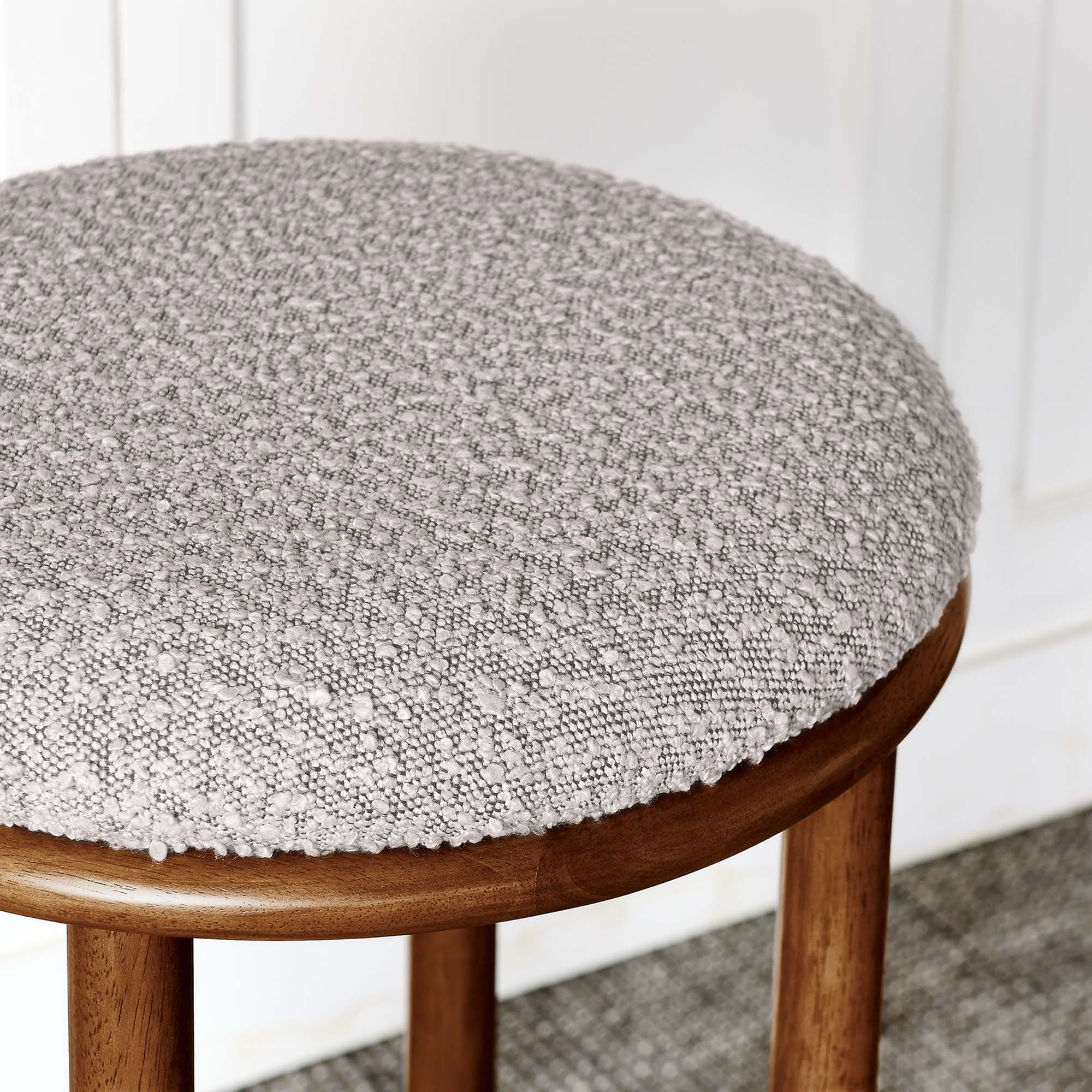 Fable Boucle Fabric Bar Stools Set of 2 - Walnut Taupe
