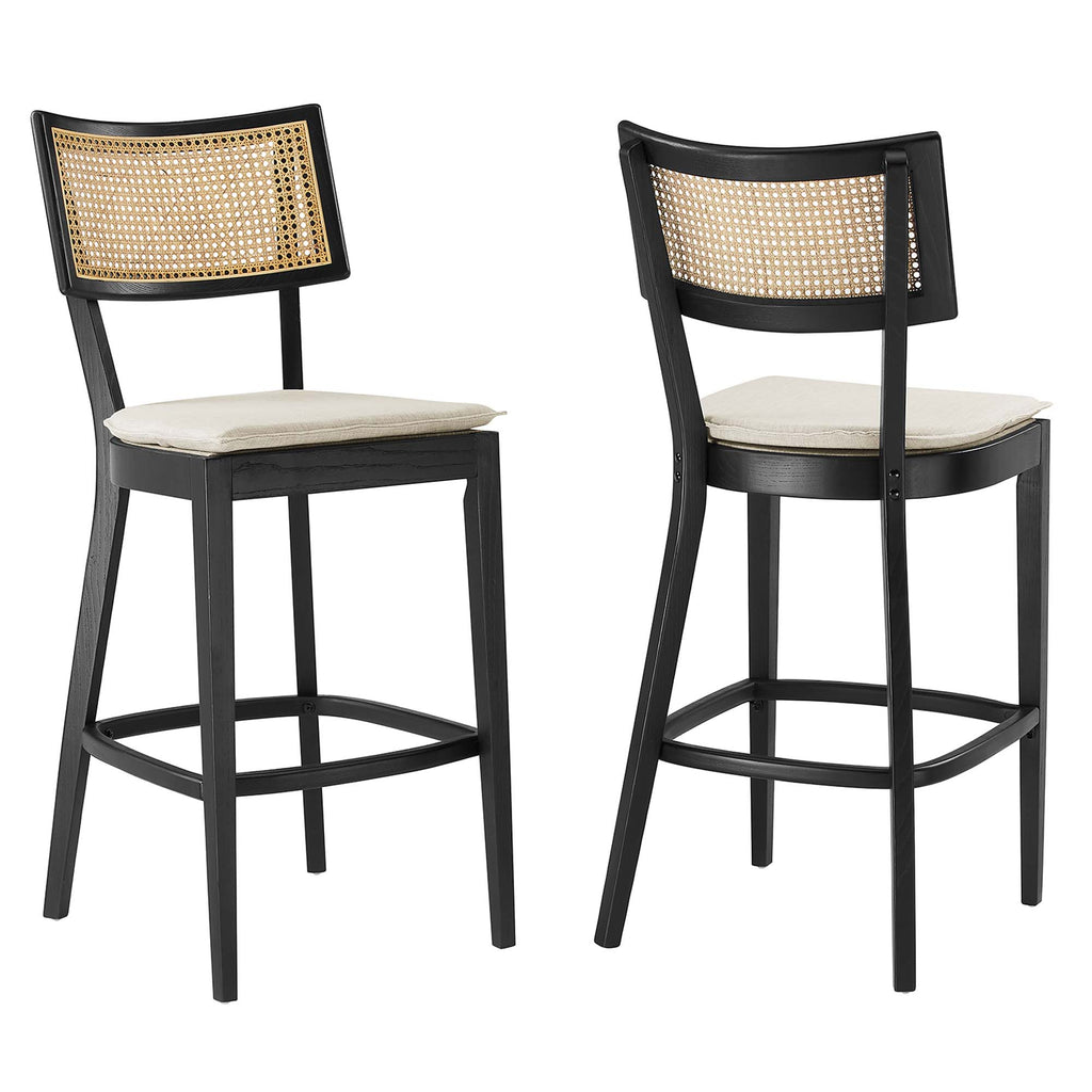 Caledonia Wood Bar Stools Set of 2 - Black Beige