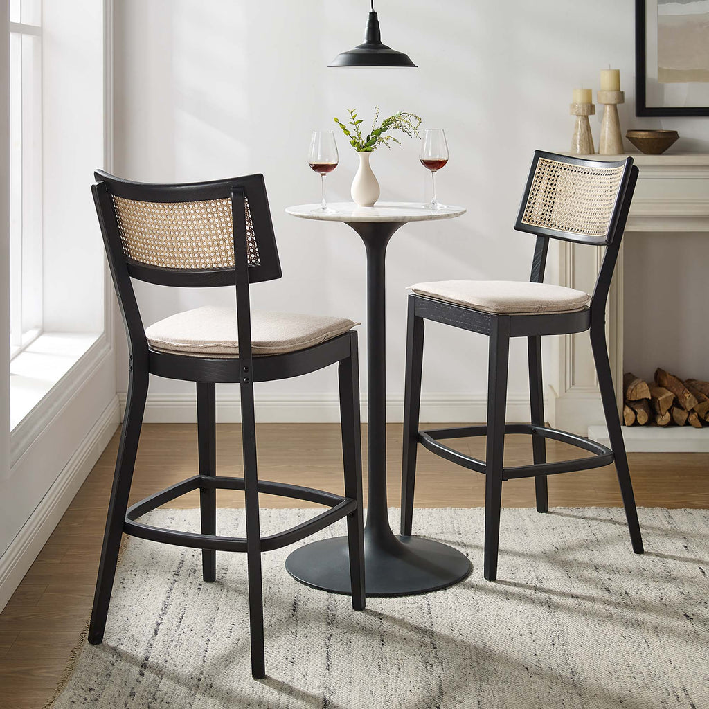 Caledonia Wood Bar Stools Set of 2 - Black Beige