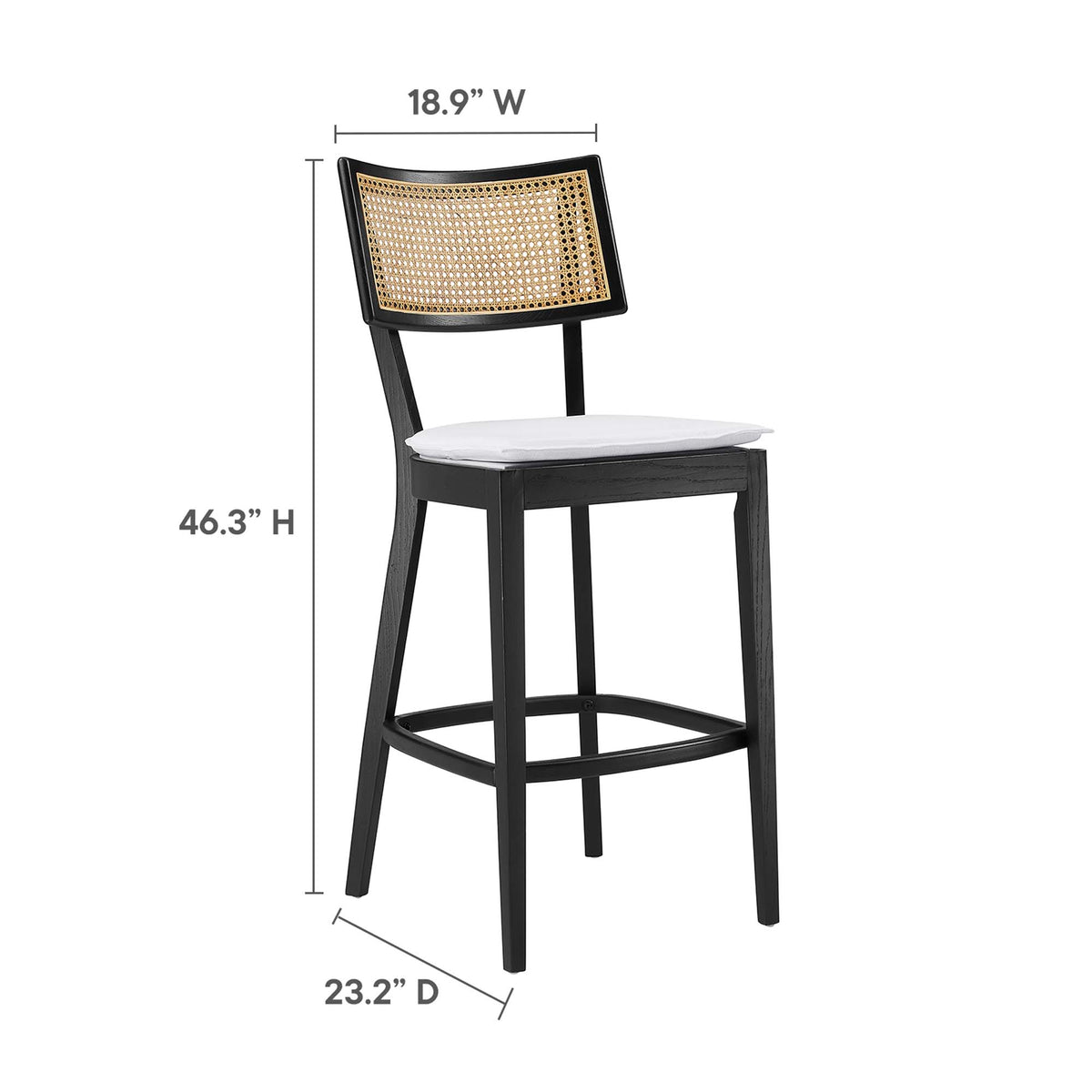 Caledonia Wood Bar Stools Set of 2 - Black White
