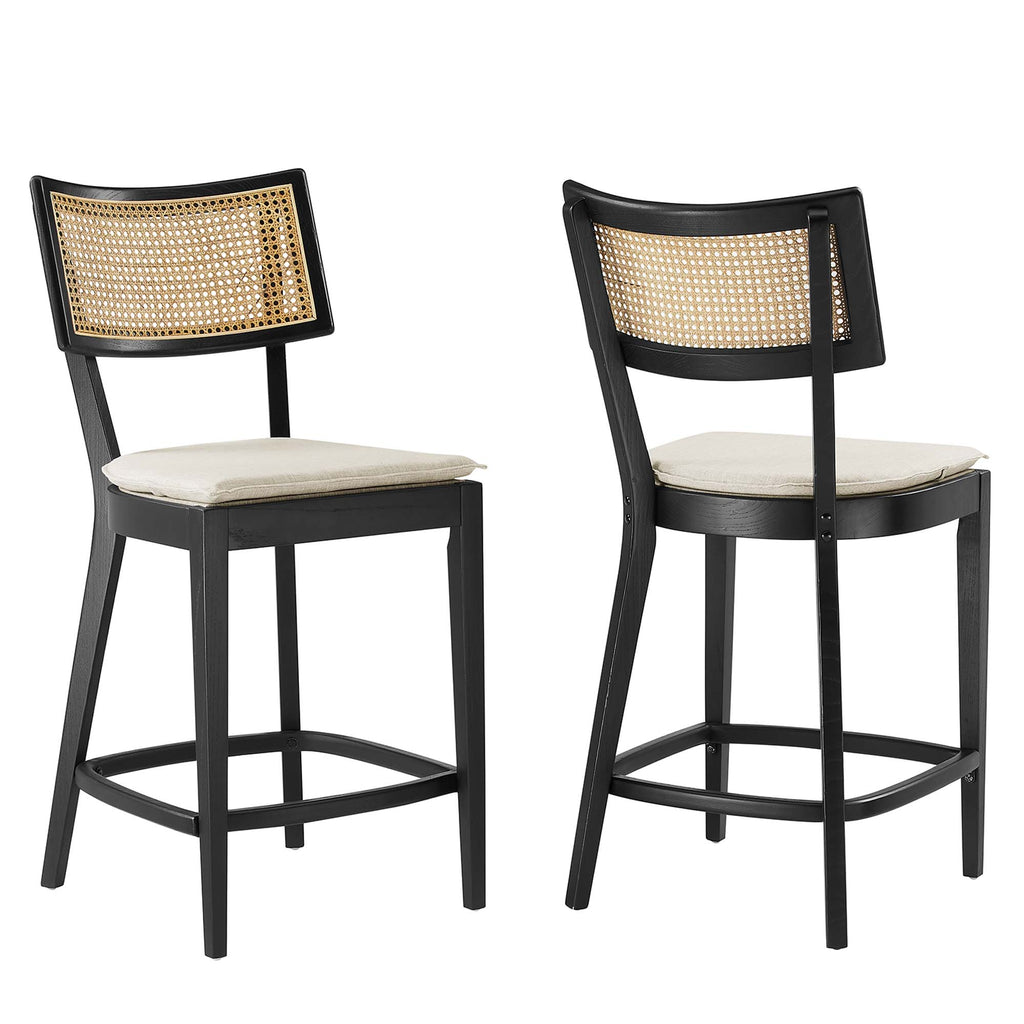 Caledonia Wood Counter Stools Set of 2 - Black Beige
