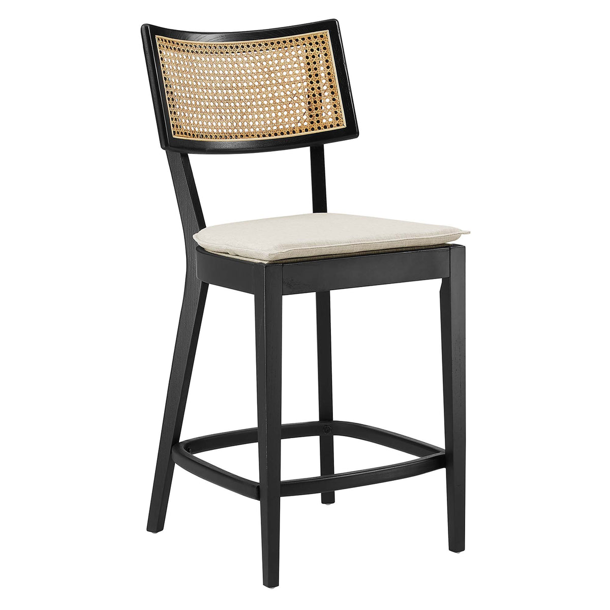 Caledonia Wood Counter Stools Set of 2 - Black Beige