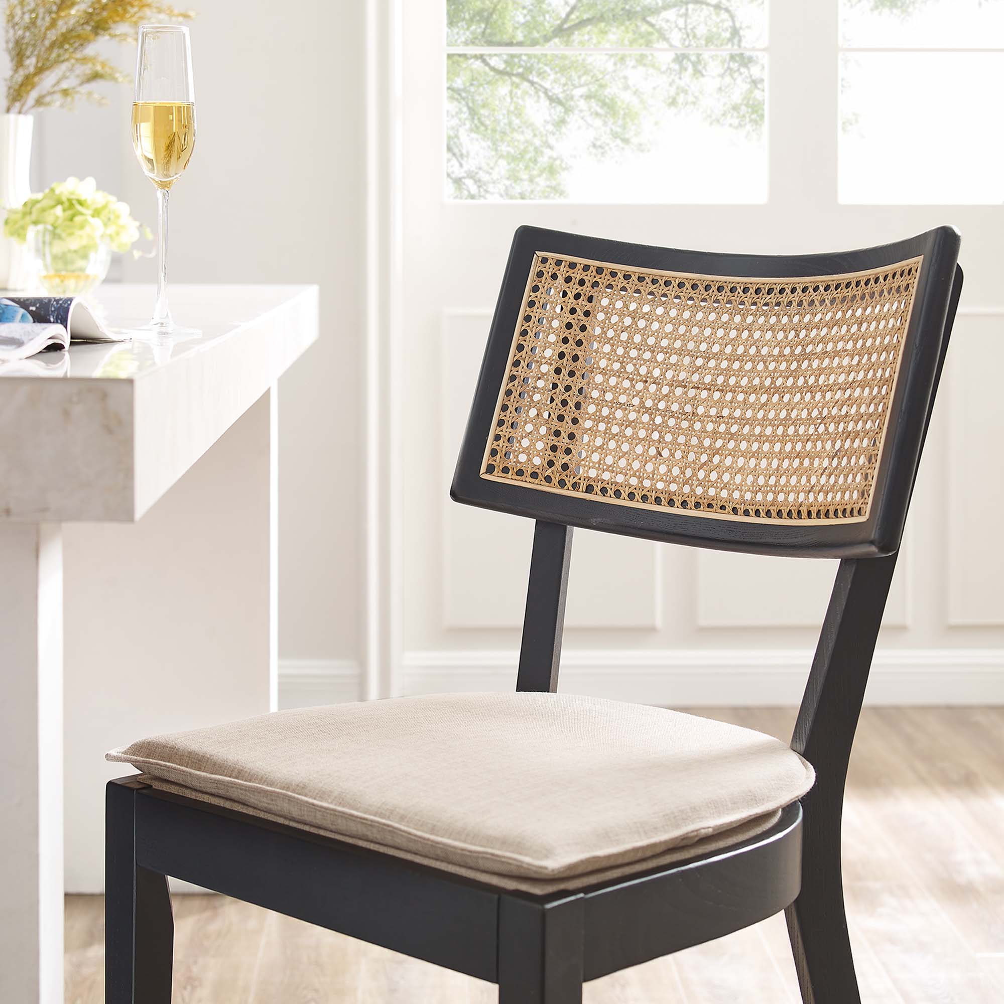Caledonia Wood Counter Stools Set of 2 - Black Beige