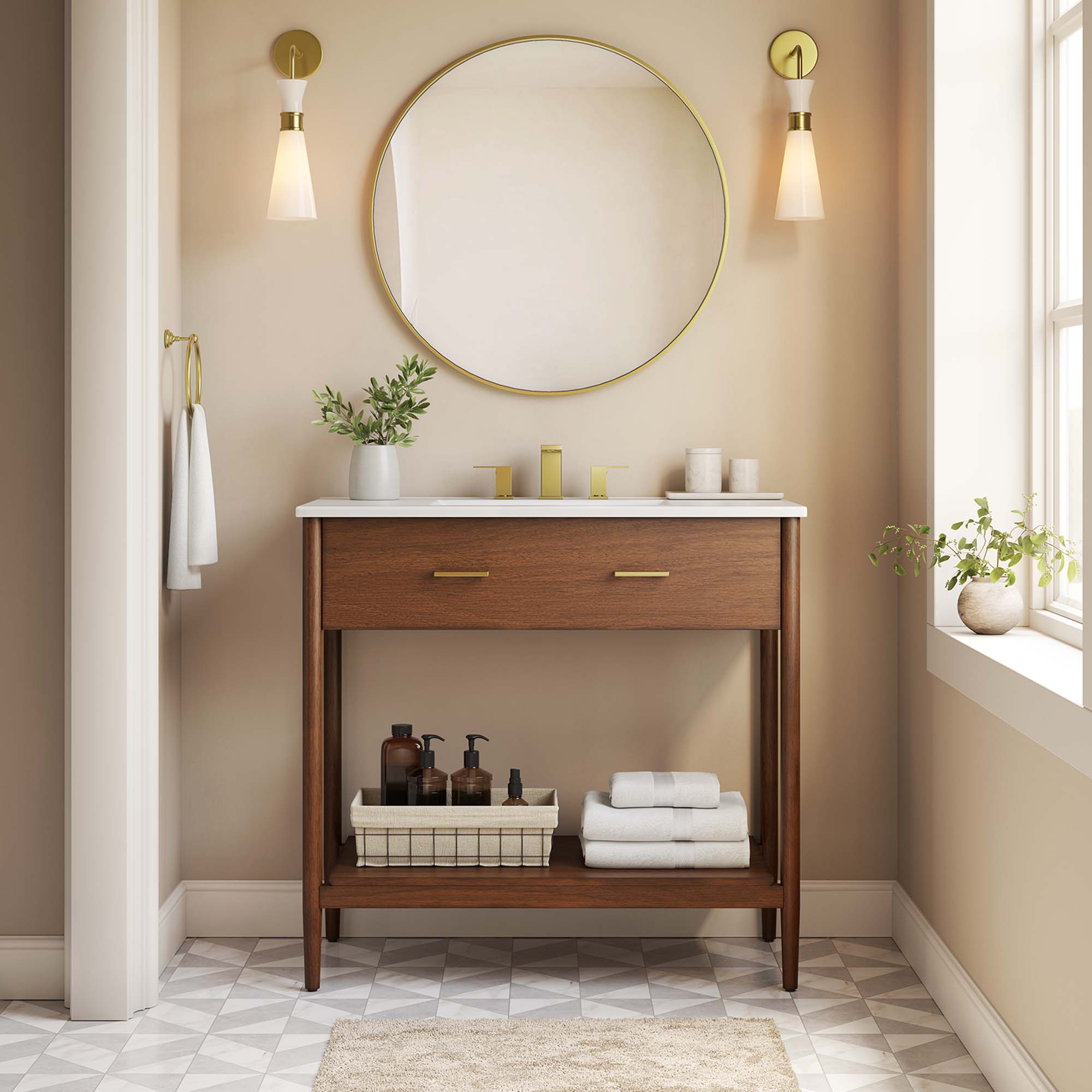 Zaire 36" Bathroom Vanity - Walnut White
