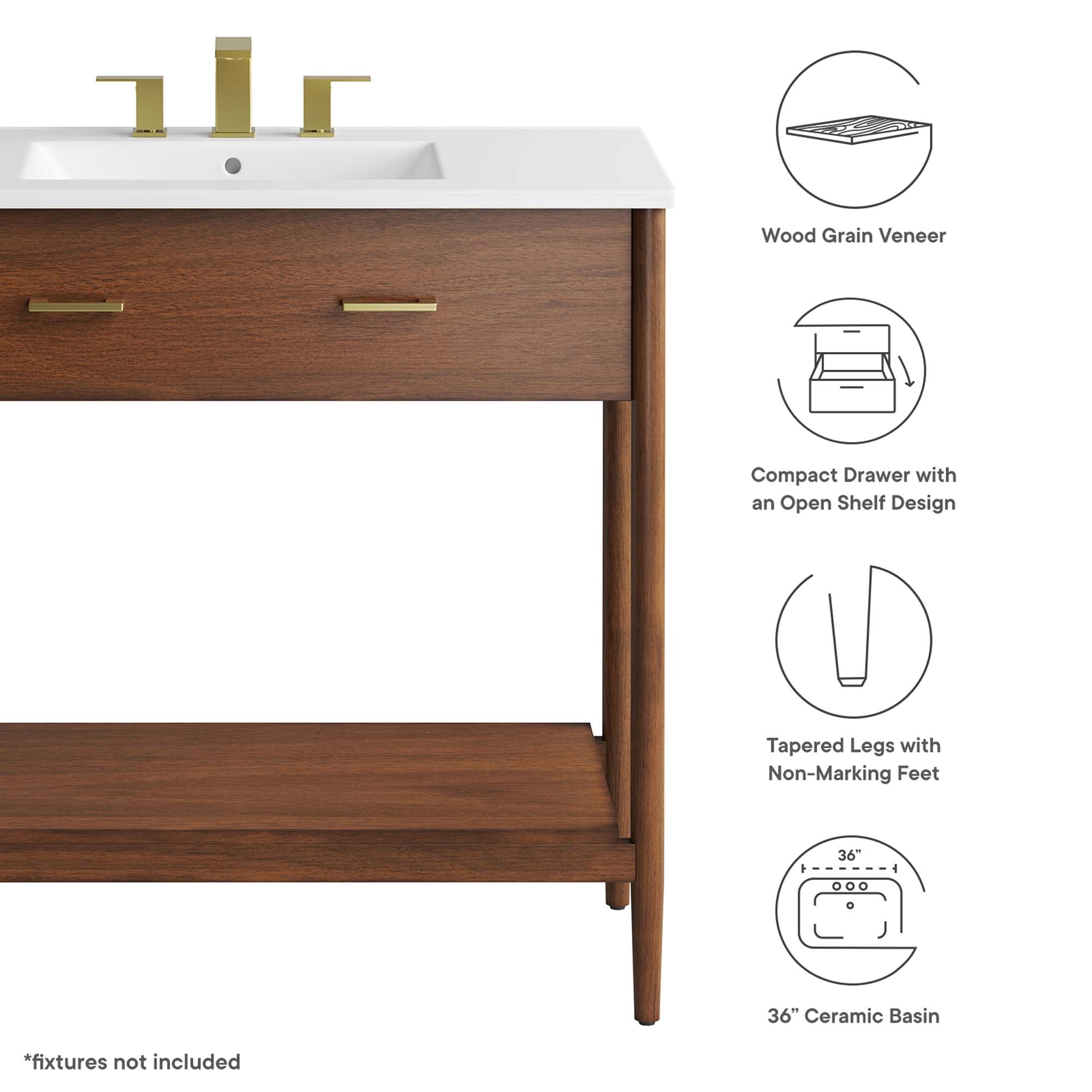Zaire 36" Bathroom Vanity - Walnut White