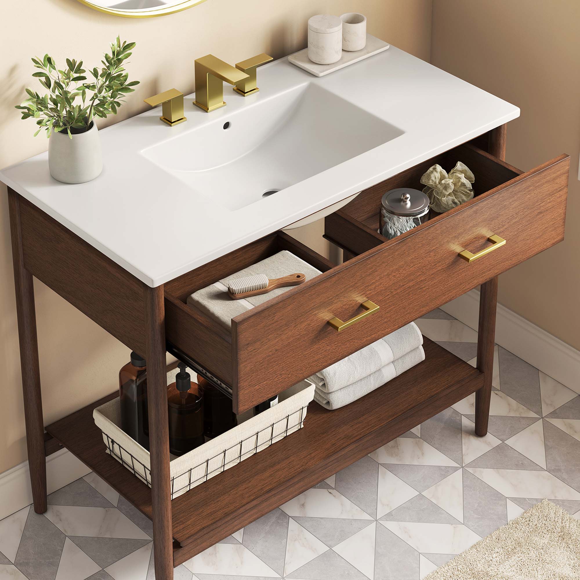 Zaire 36" Bathroom Vanity - Walnut White