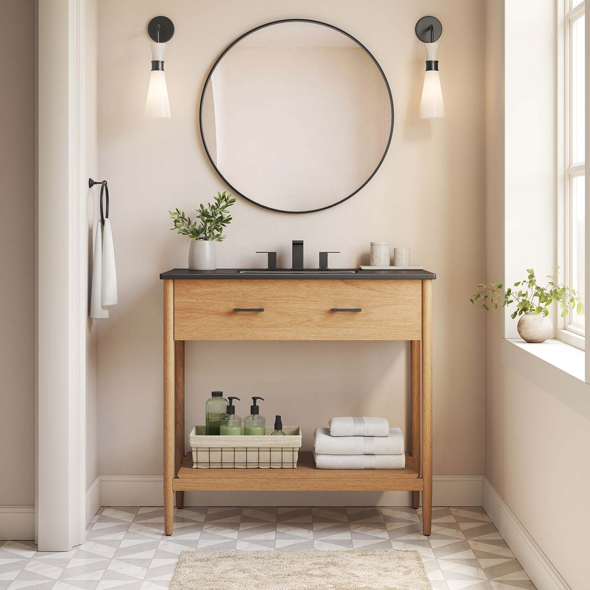 Zaire 36" Bathroom Vanity - Natural Black