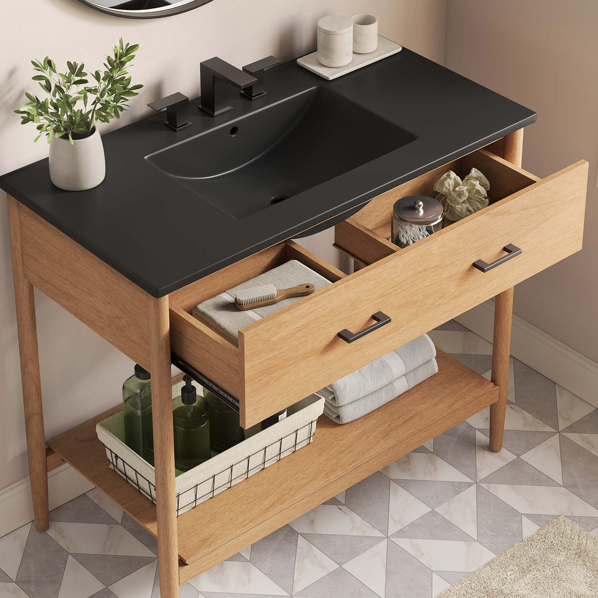 Zaire 36" Bathroom Vanity - Natural Black