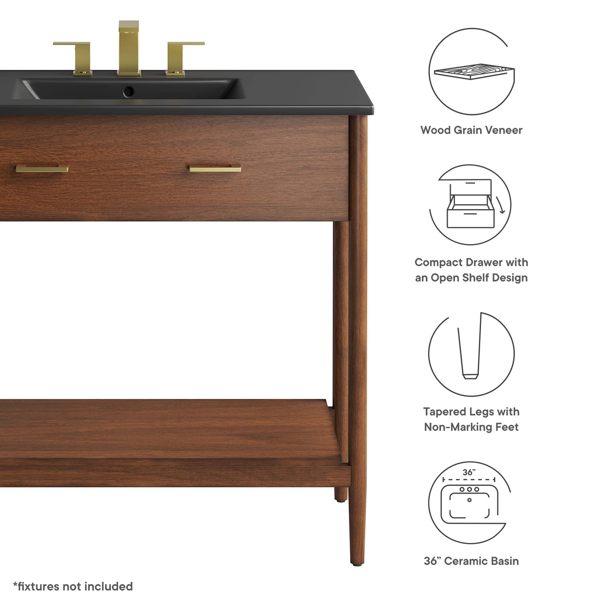 Zaire 36" Bathroom Vanity - Walnut Black