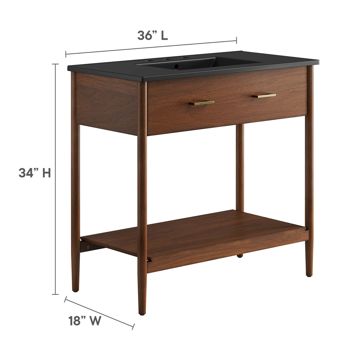 Zaire 36" Bathroom Vanity - Walnut Black