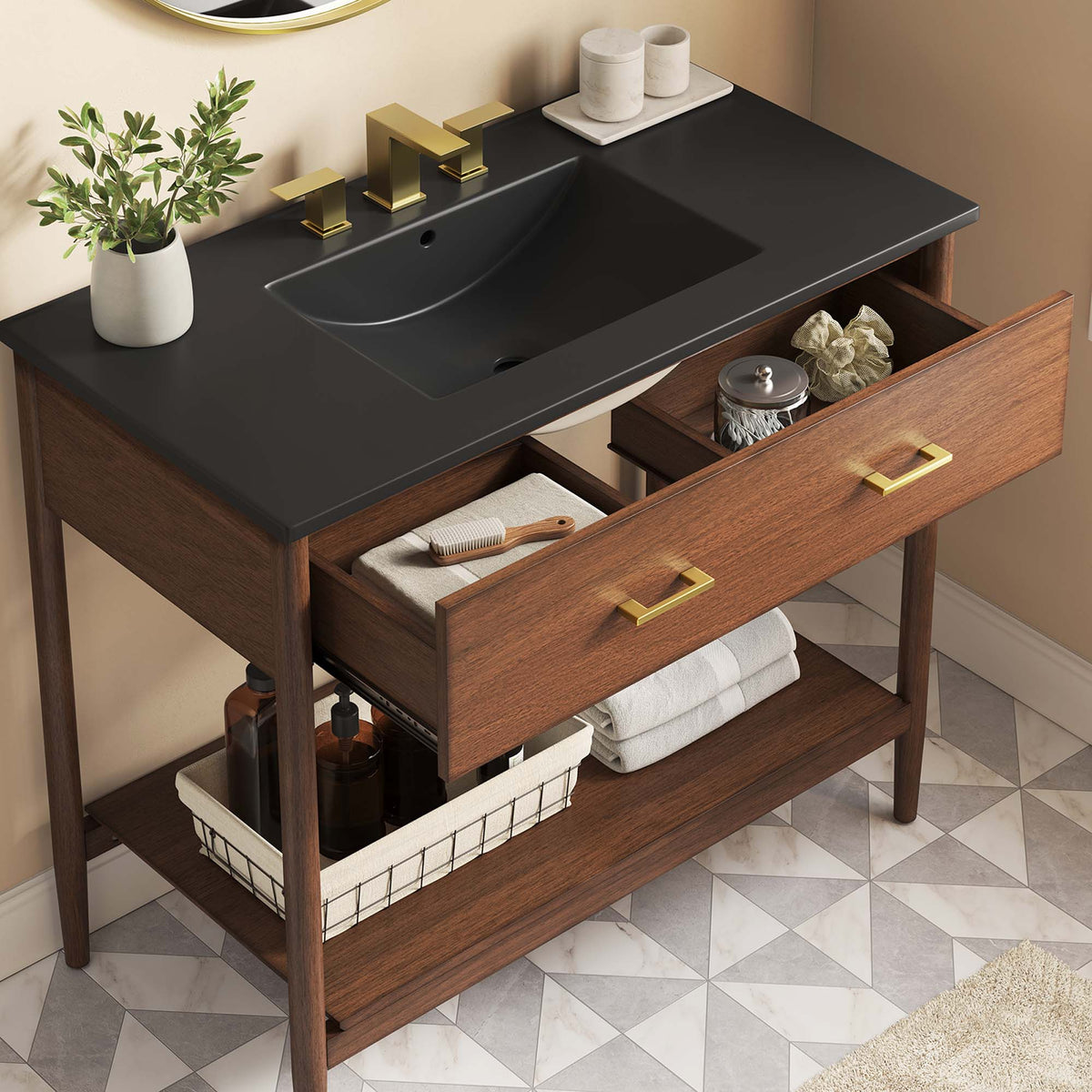 Zaire 36" Bathroom Vanity - Walnut Black