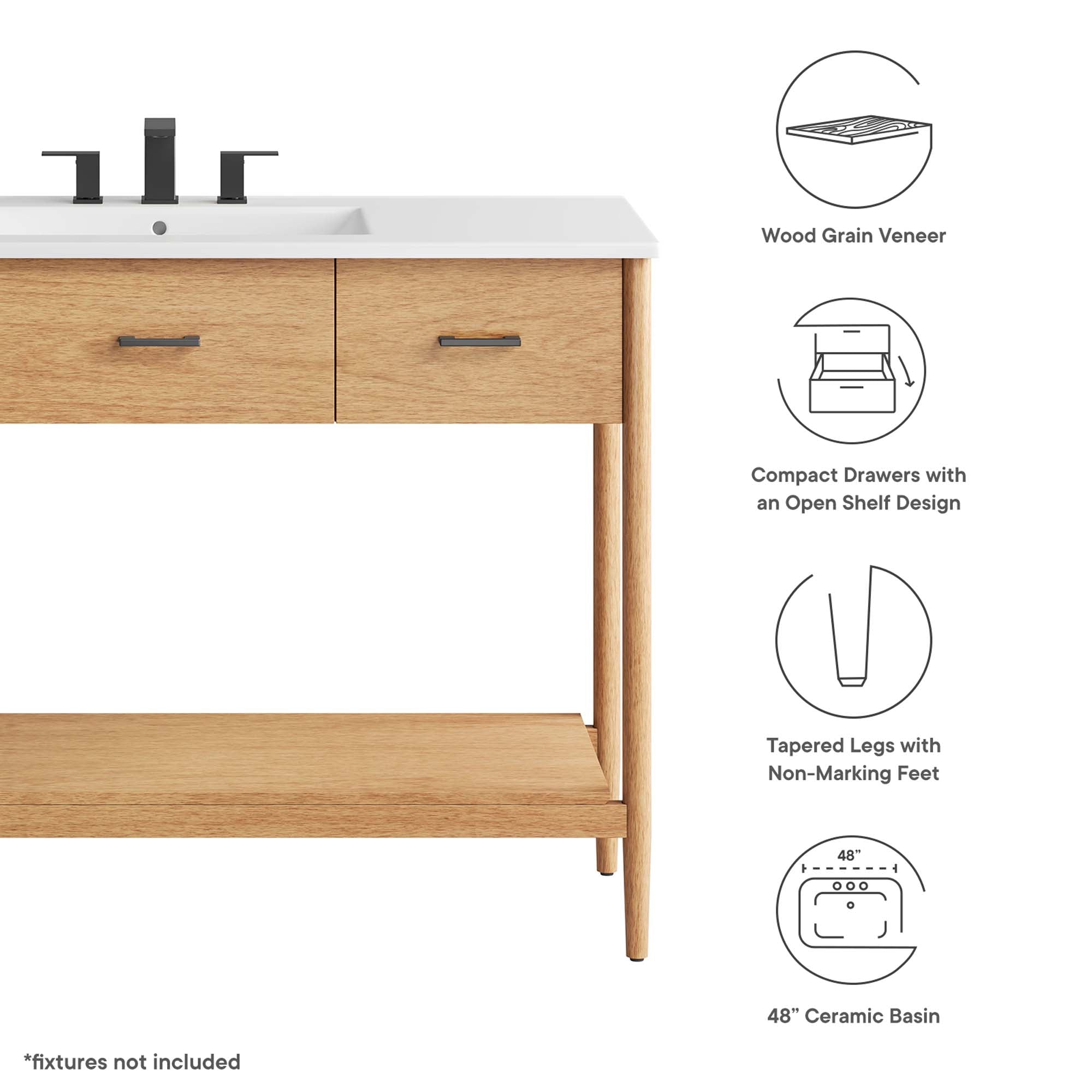 Zaire 48" Single Sink Bathroom Vanity - Natural White