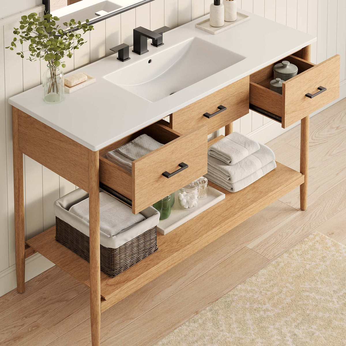 Zaire 48" Single Sink Bathroom Vanity - Natural White