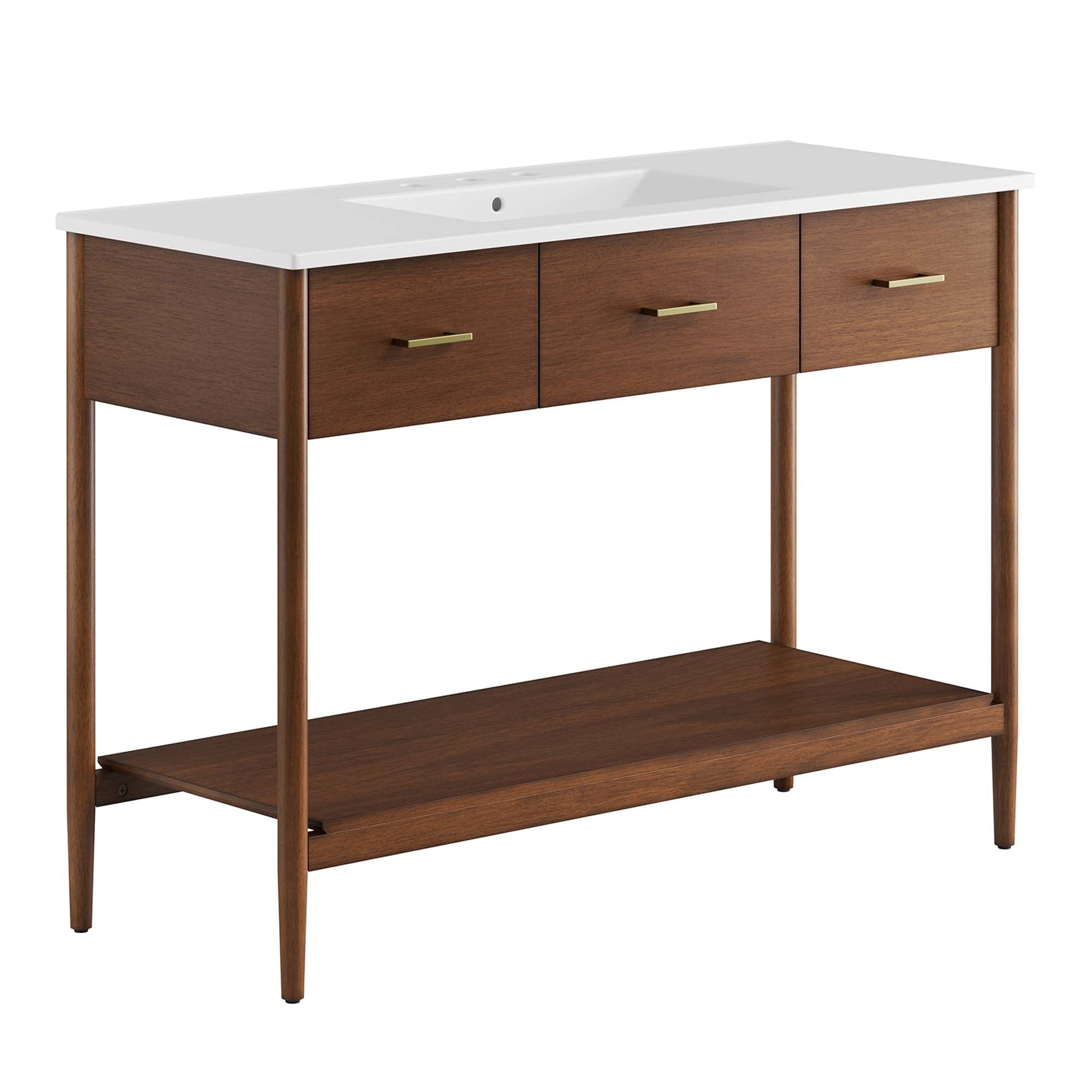 Zaire 48" Single Sink Bathroom Vanity - Walnut White