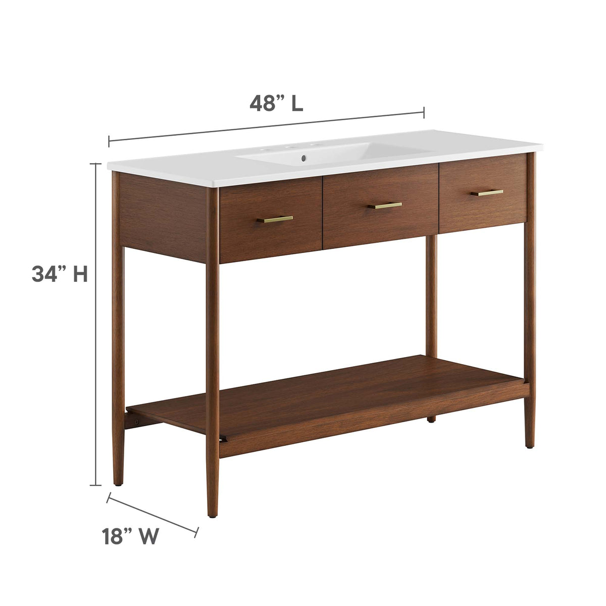 Zaire 48" Single Sink Bathroom Vanity - Walnut White