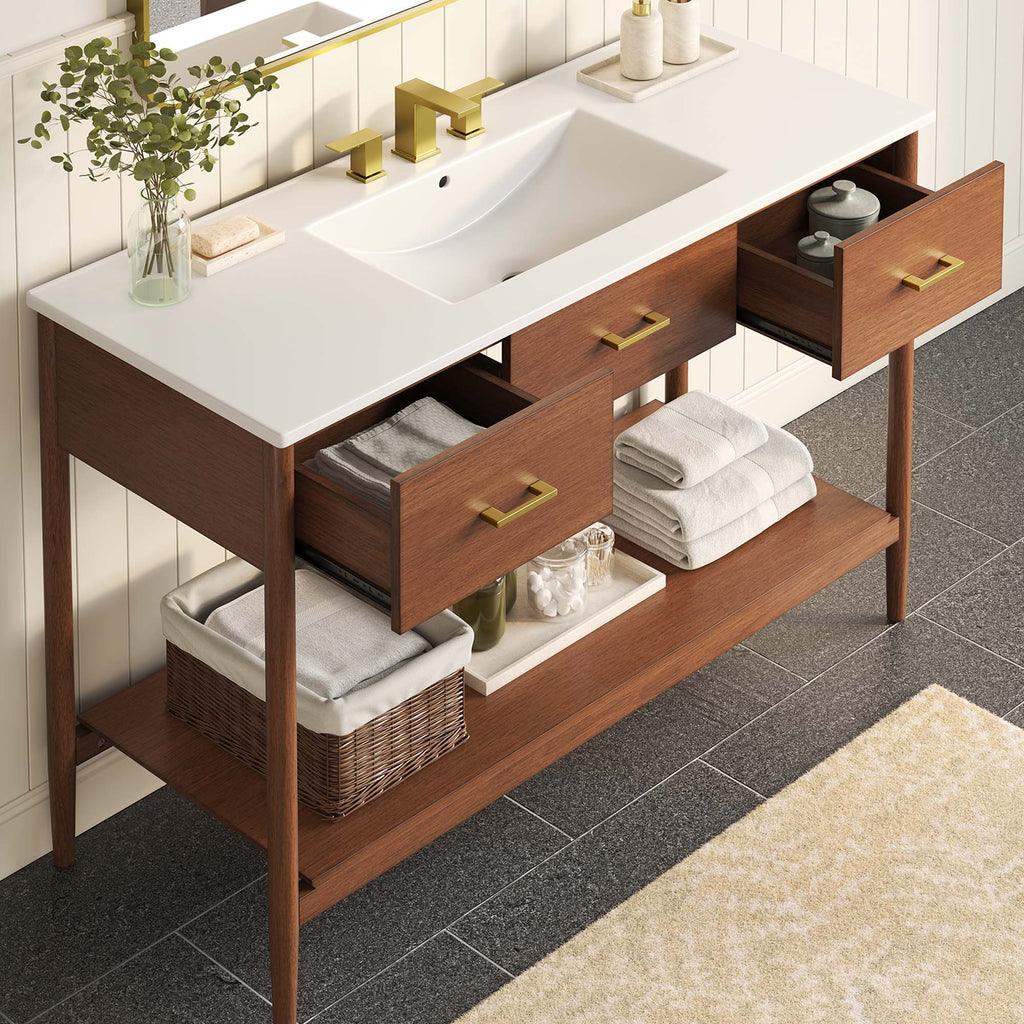 Zaire 48" Single Sink Bathroom Vanity - Walnut White