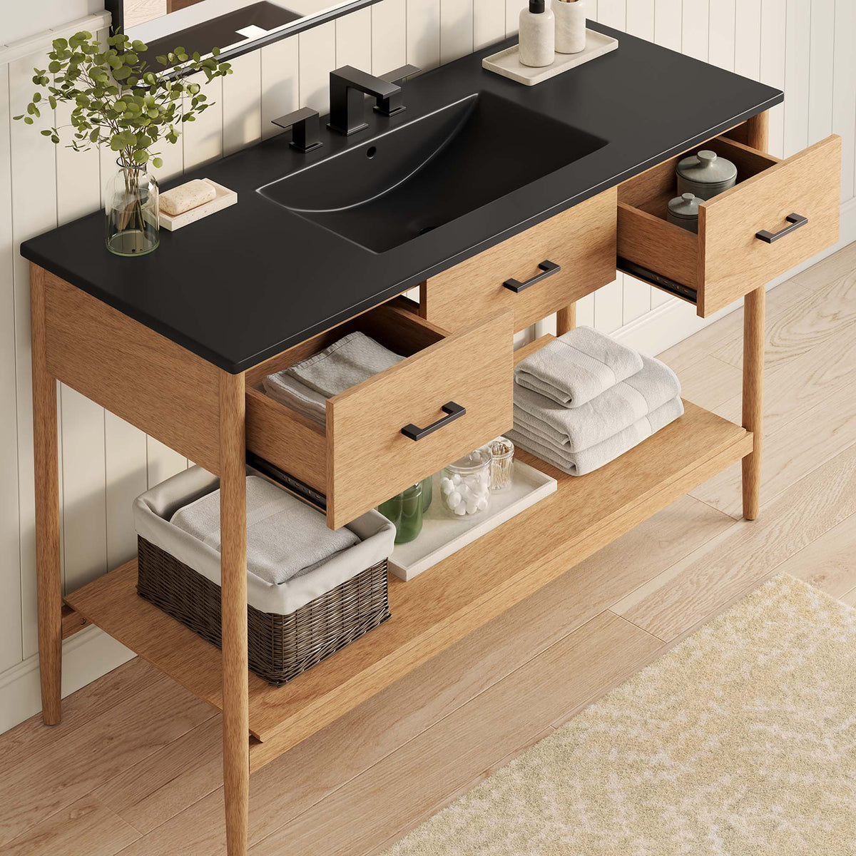 Zaire 48" Single Sink Bathroom Vanity - Natural Black