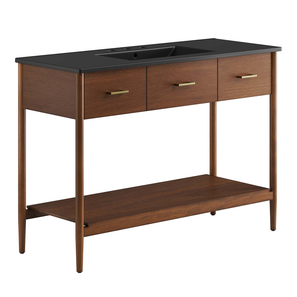 Zaire 48" Single Sink Bathroom Vanity - Walnut Black