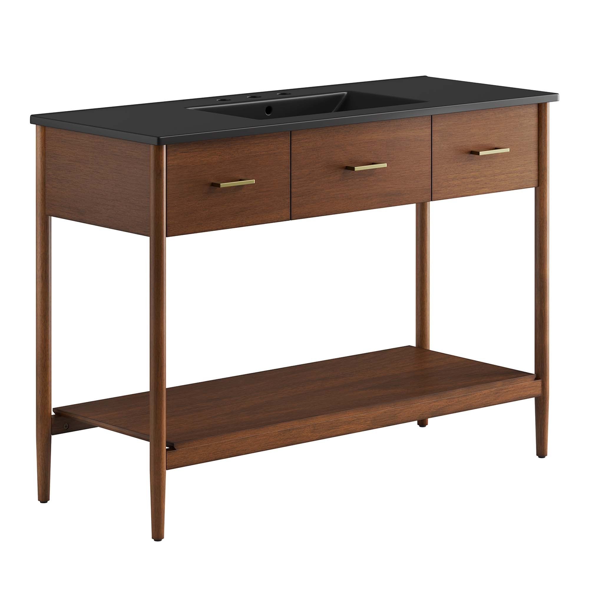 Zaire 48" Single Sink Bathroom Vanity - Walnut Black