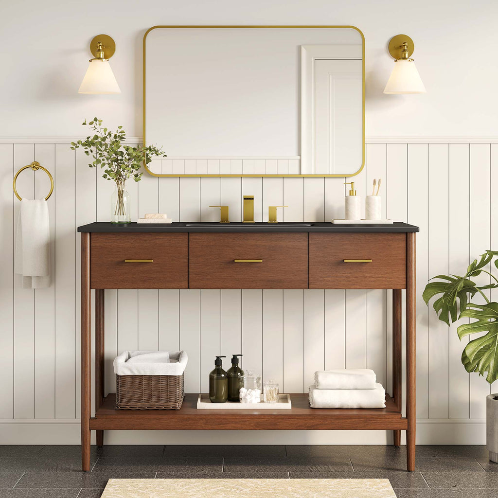 Zaire 48" Single Sink Bathroom Vanity - Walnut Black