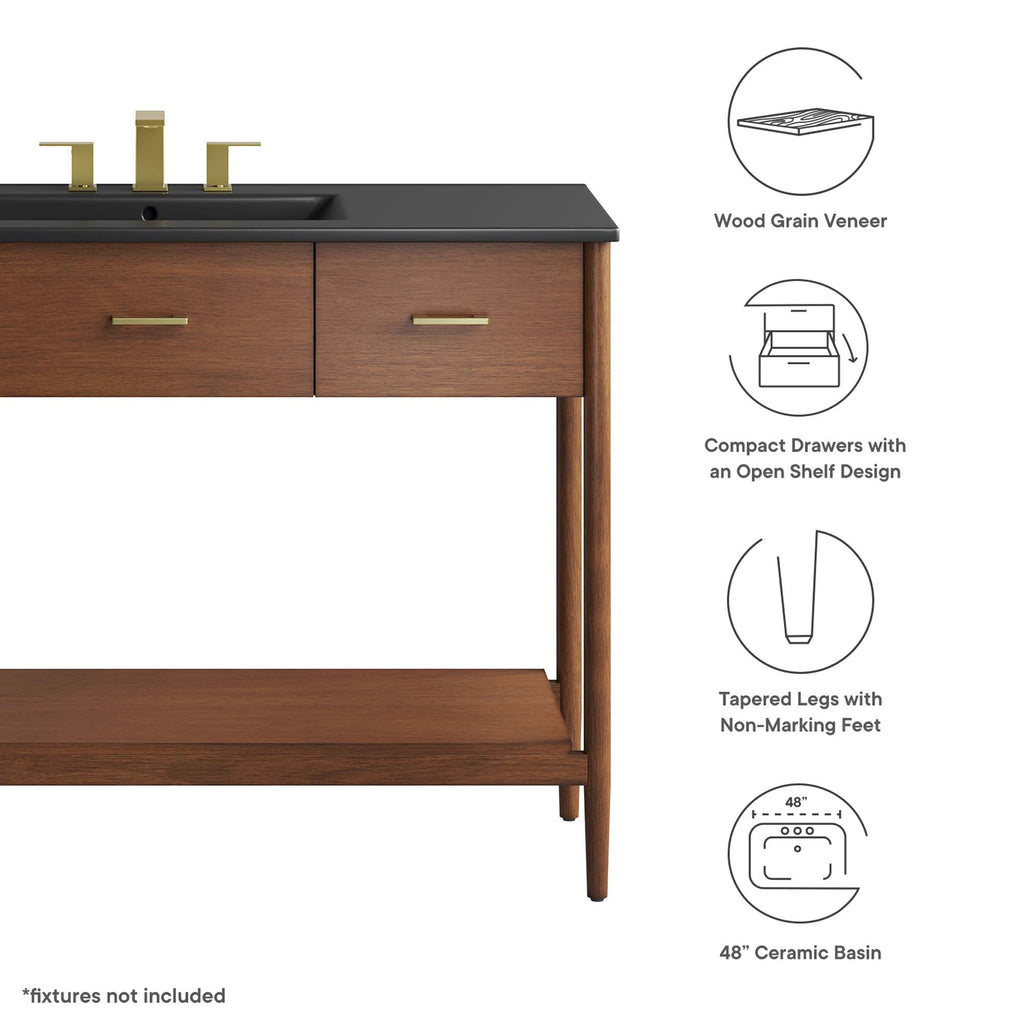 Zaire 48" Single Sink Bathroom Vanity - Walnut Black