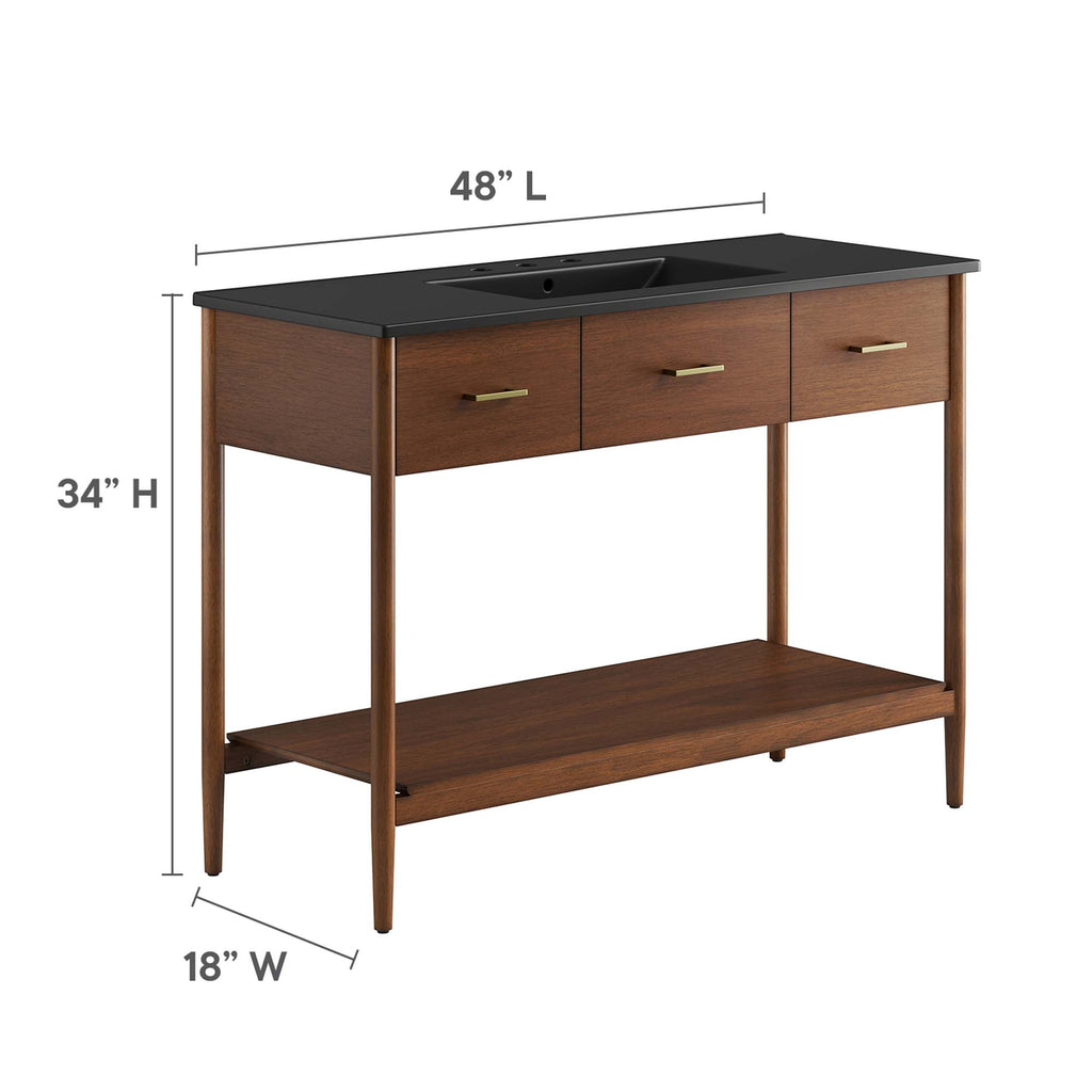 Zaire 48" Single Sink Bathroom Vanity - Walnut Black