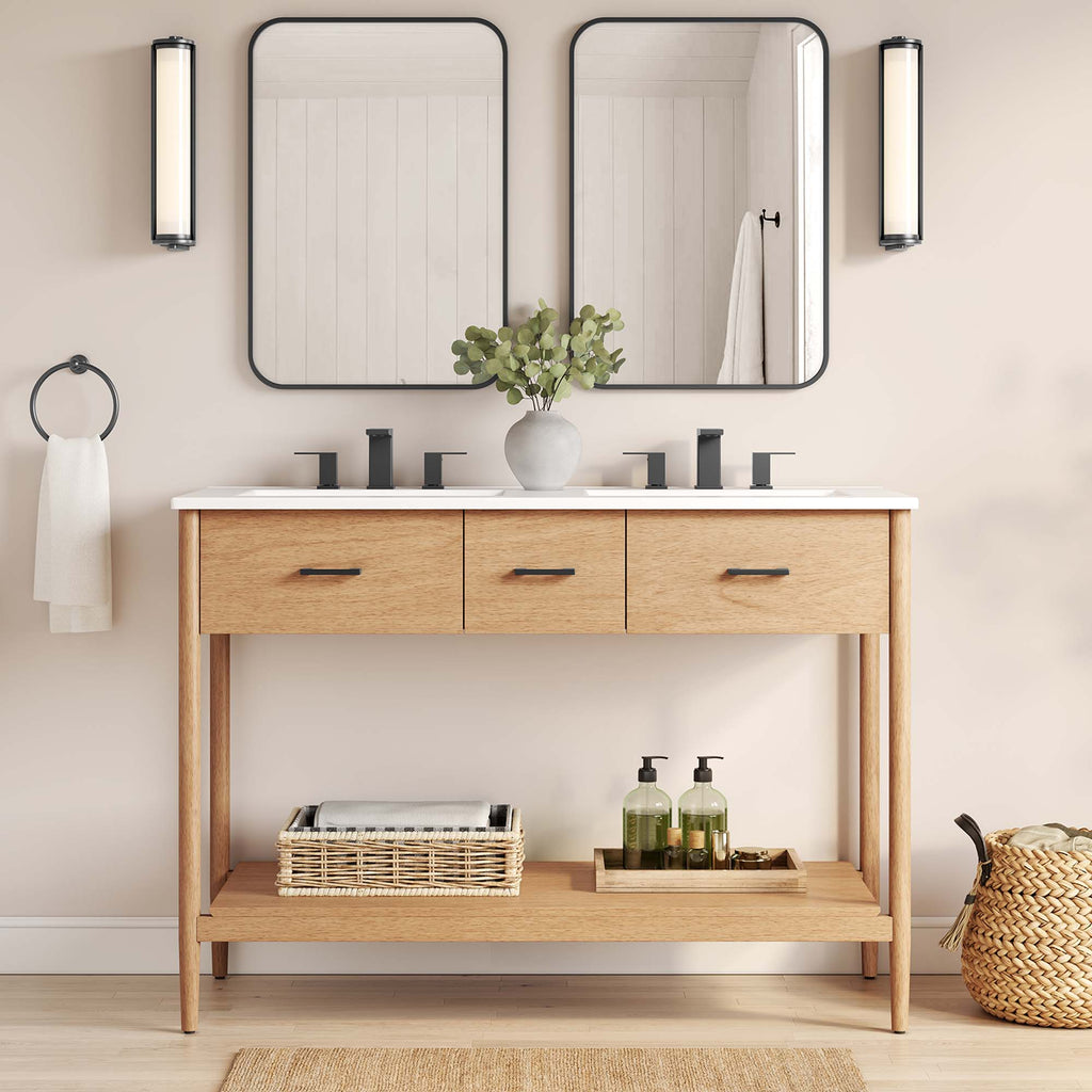 Zaire 48" Double Sink Bathroom Vanity - Natural White