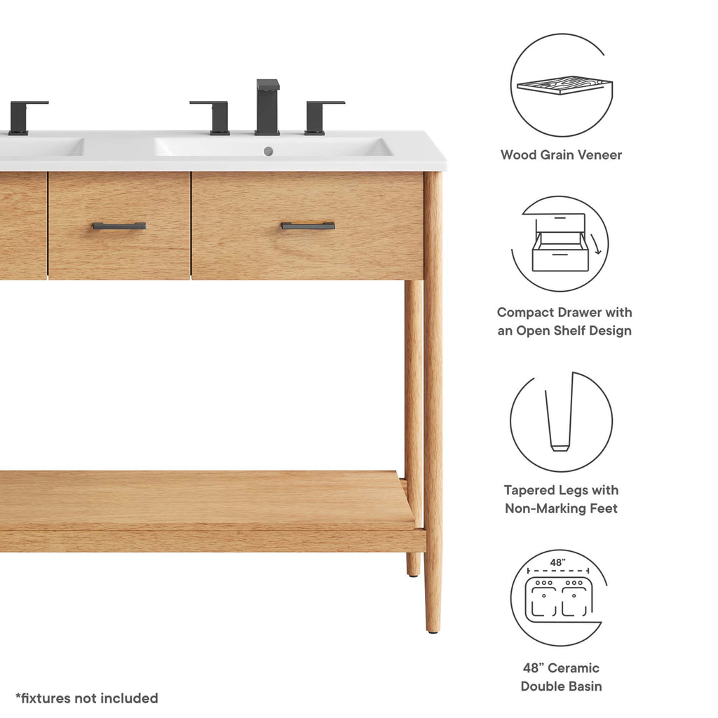 Zaire 48" Double Sink Bathroom Vanity - Natural White