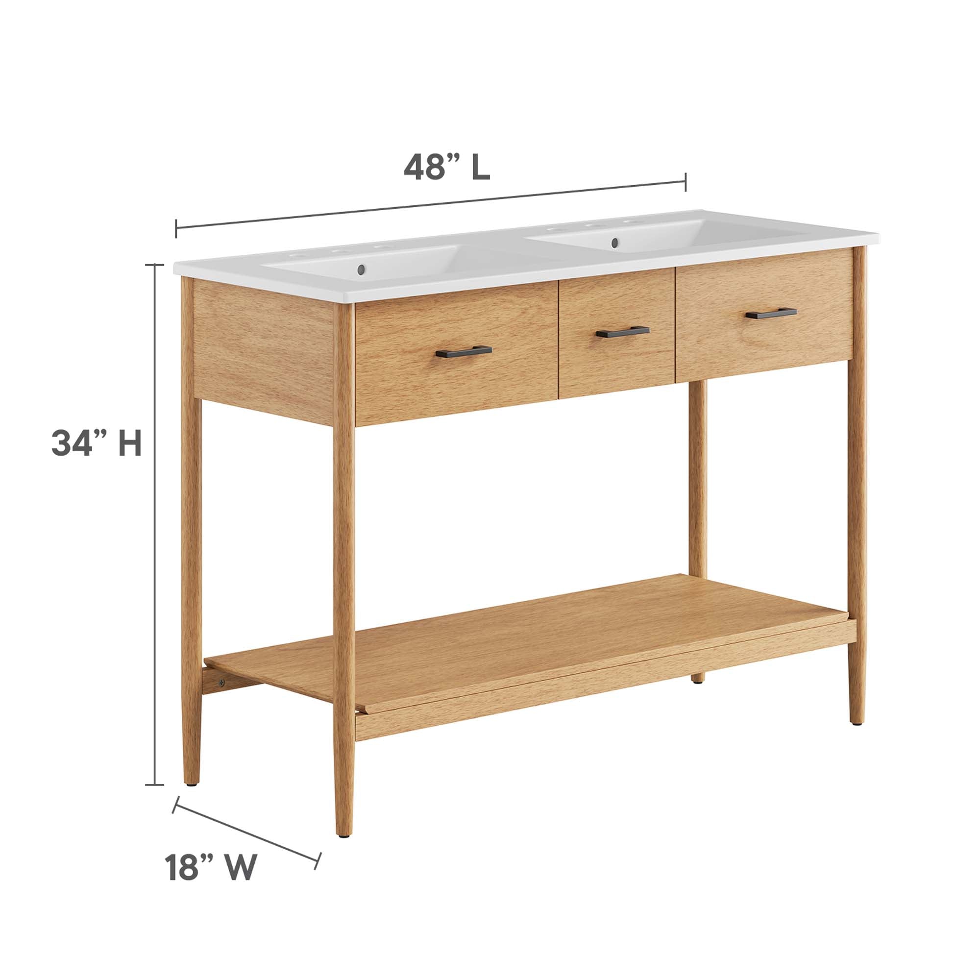 Zaire 48" Double Sink Bathroom Vanity - Natural White