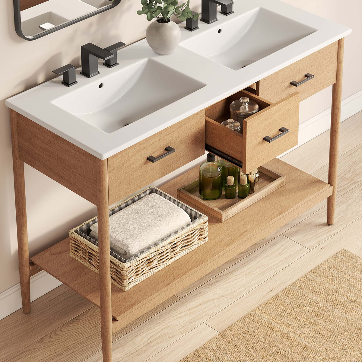 Zaire 48" Double Sink Bathroom Vanity - Natural White