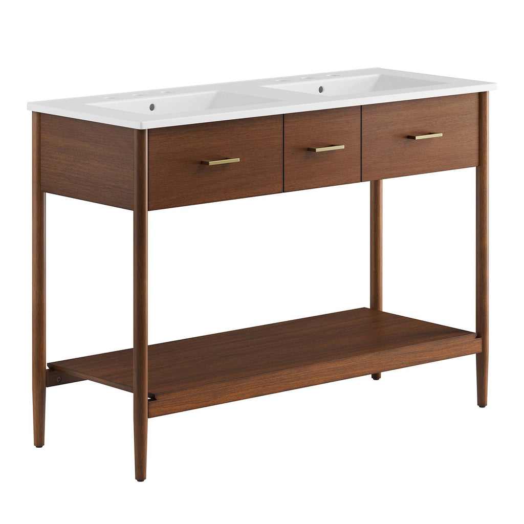 Zaire 48" Double Sink Bathroom Vanity - Walnut White