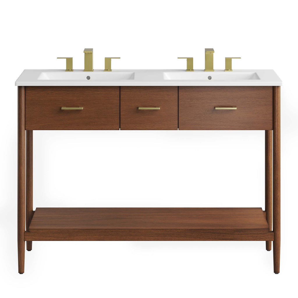 Zaire 48" Double Sink Bathroom Vanity - Walnut White