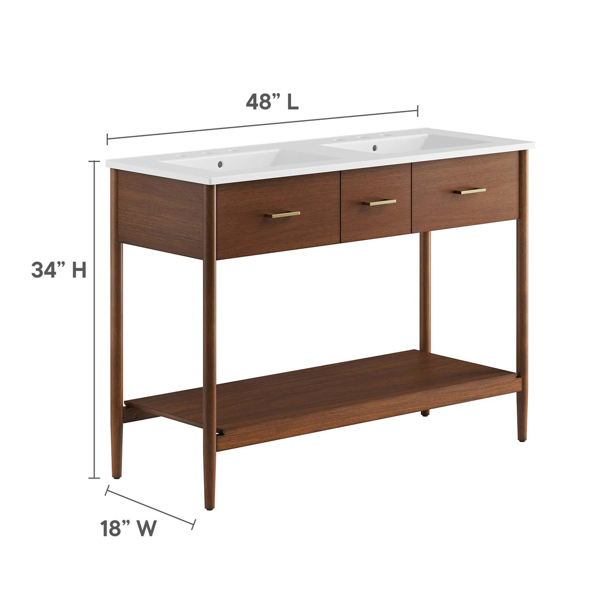 Zaire 48" Double Sink Bathroom Vanity - Walnut White